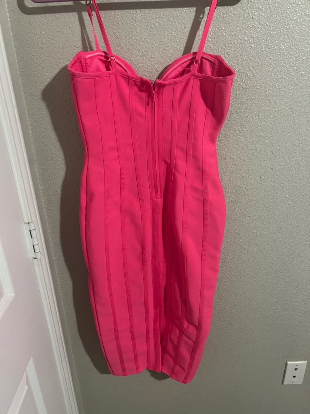 Hot Pink Dress with Strappy Bodice